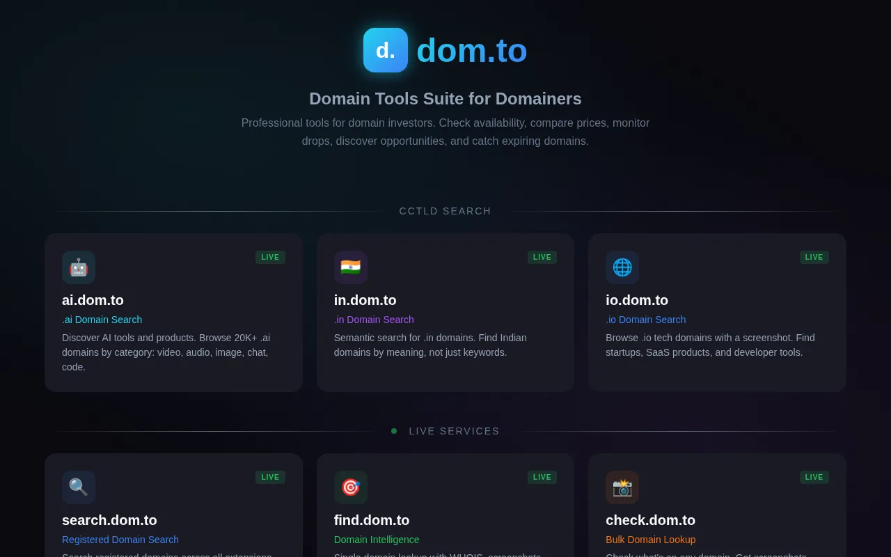 dom.to on a desktop screen
