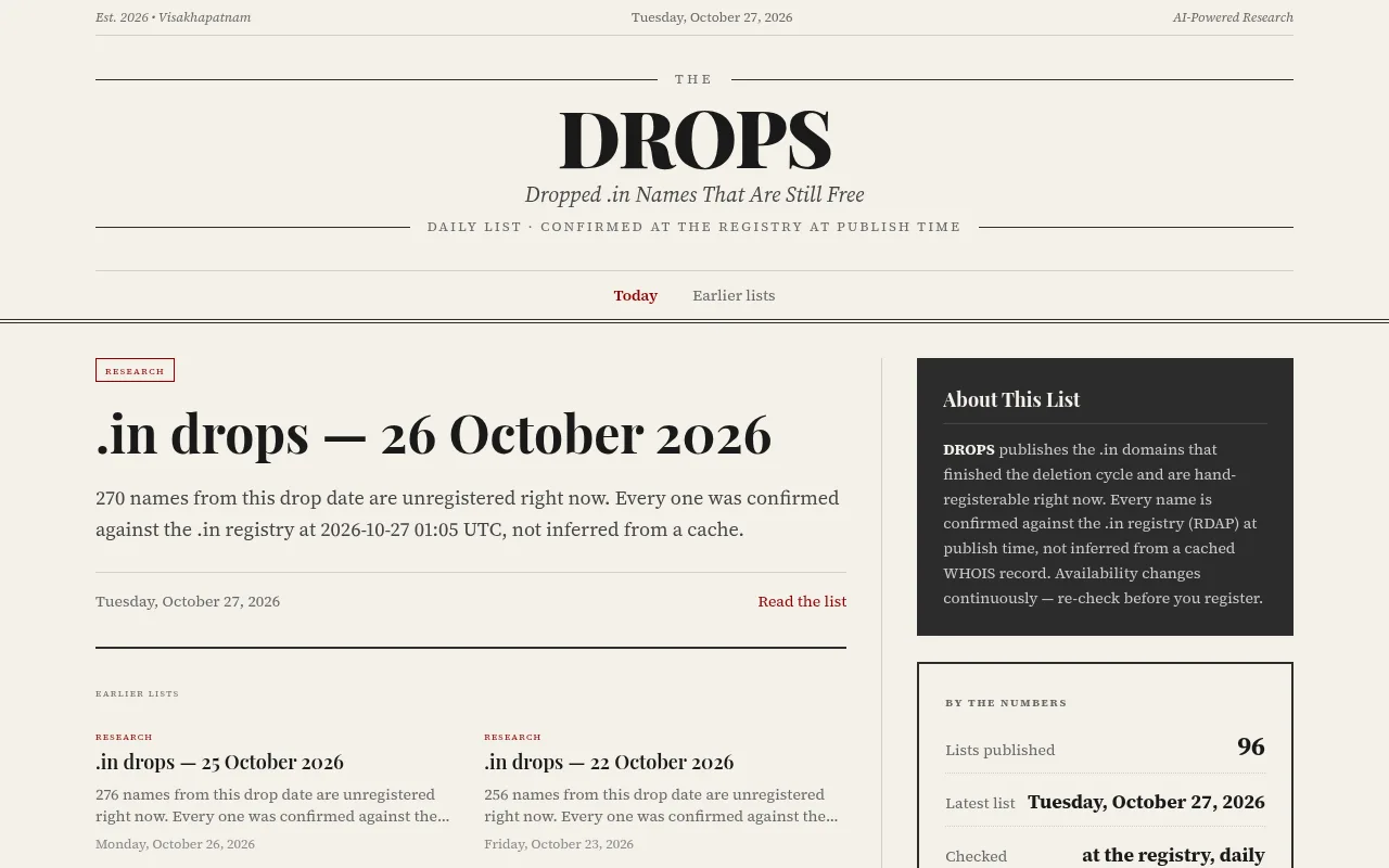 drops.co.in on a desktop screen