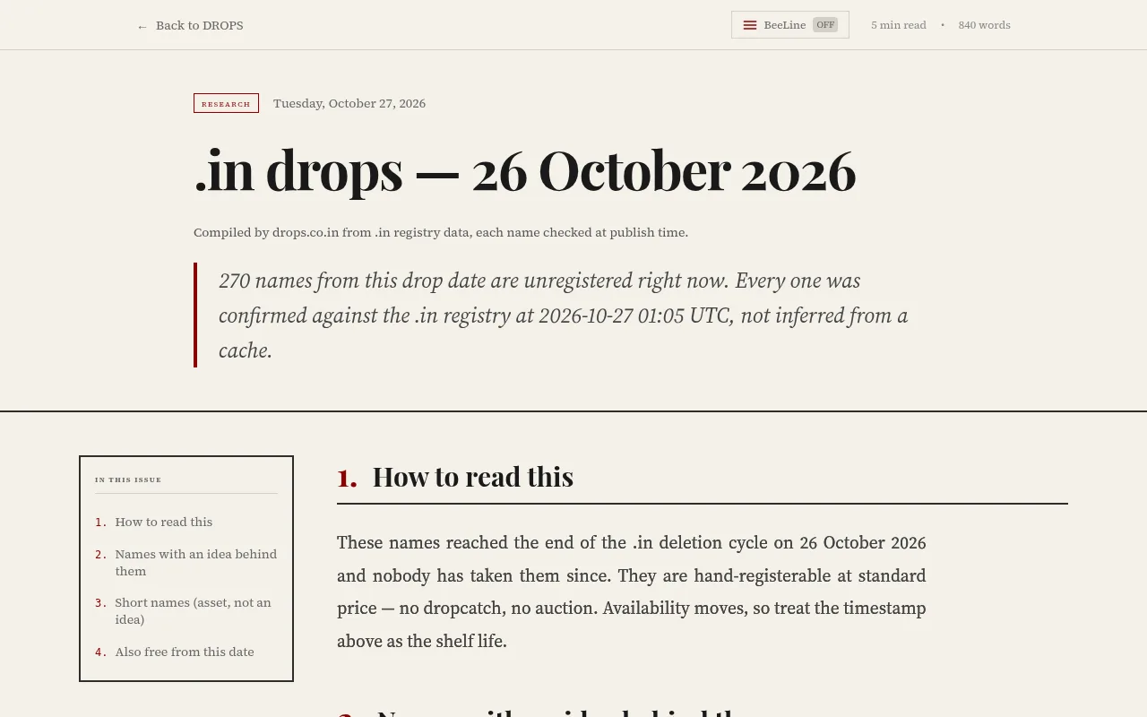drops.co.in, an inner page