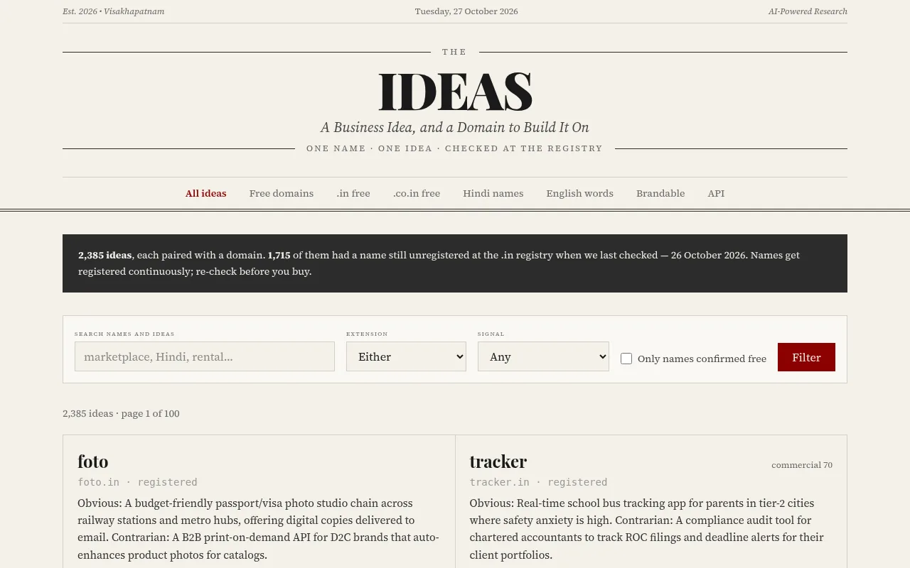 ideas.co.in on a desktop screen